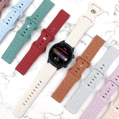 Bracelet de montre en silicone à boucle en forme de 8 papillon concave à imprimé léopard, 20mm, 22mm