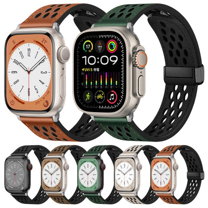 Bracelet de montre en cuir PU à boucle pliante de style trou, For Apple Watch Ultra 49mm
