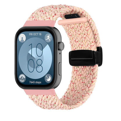 Bracelet de montre tressé à boucle pliante magnétique, For Huawei Watch Fit3