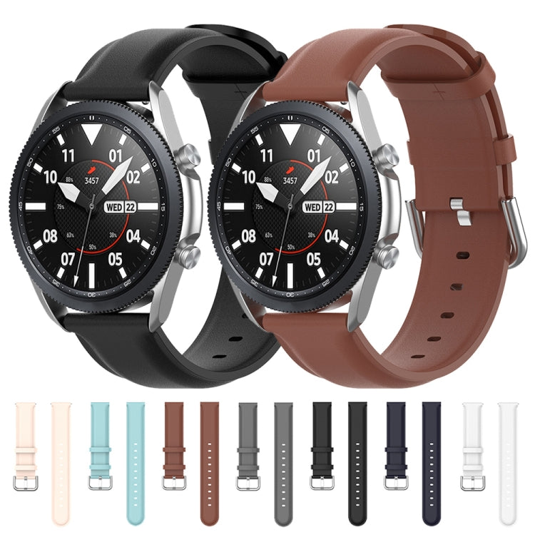 Bracelet en cuir à queue ronde, taille : taille libre 22 mm., For Galaxy Watch 3 45mm