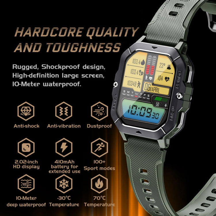 Montre intelligente de sport LEMFO C28 2,02 pouces, prise en charge des appels Bluetooth/notification de message/moniteur de santé de fréquence cardiaque/tension artérielle