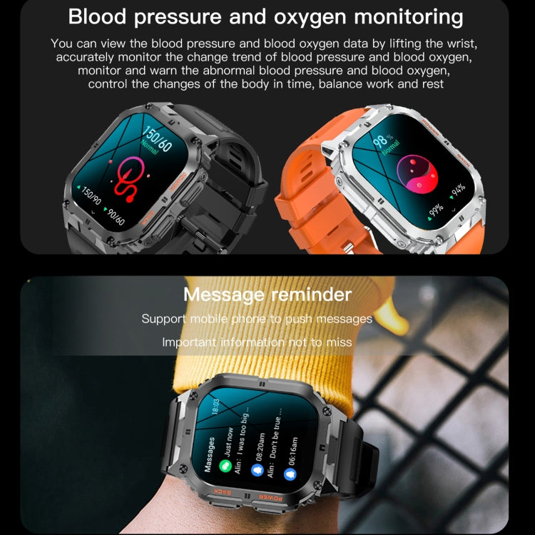 Montre connectée de sport LEMFO K61 Pro 1,96 pouces BT5.0, prise en charge des appels Bluetooth / sommeil / oxygène dans le sang / fréquence cardiaque / pression artérielle