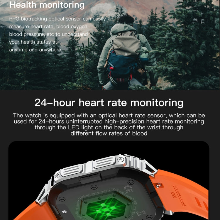 Montre connectée de sport LEMFO K61 Pro 1,96 pouces BT5.0, prise en charge des appels Bluetooth / sommeil / oxygène dans le sang / fréquence cardiaque / pression artérielle