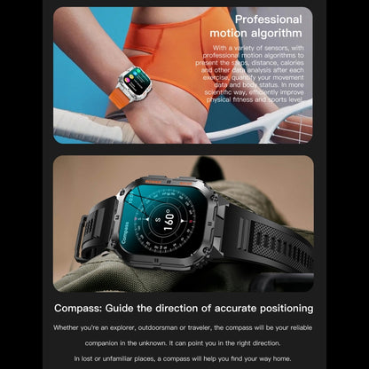 Montre connectée de sport LEMFO K61 Pro 1,96 pouces BT5.0, prise en charge des appels Bluetooth / sommeil / oxygène dans le sang / fréquence cardiaque / pression artérielle