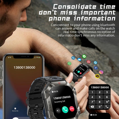 Montre connectée de sport LEMFO KR80 2,0 pouces BT5.1 IP67, prise en charge des appels Bluetooth / sommeil / oxygène sanguin / fréquence cardiaque / pression artérielle