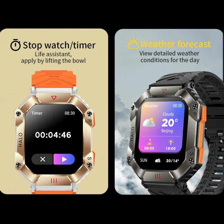 Montre connectée de sport LEMFO KR80 2,0 pouces BT5.1 IP67, prise en charge des appels Bluetooth / sommeil / oxygène sanguin / fréquence cardiaque / pression artérielle