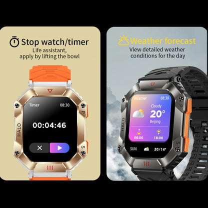 Montre connectée de sport LEMFO KR80 2,0 pouces BT5.1 IP67, prise en charge des appels Bluetooth / sommeil / oxygène sanguin / fréquence cardiaque / pression artérielle