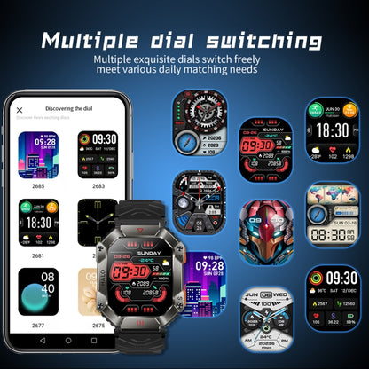Montre connectée de sport LEMFO KR80 2,0 pouces BT5.1 IP67, prise en charge des appels Bluetooth / sommeil / oxygène sanguin / fréquence cardiaque / pression artérielle