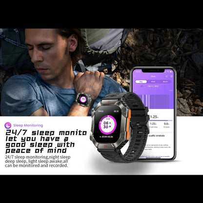 Montre connectée de sport LEMFO KR80 2,0 pouces BT5.1 IP67, prise en charge des appels Bluetooth / sommeil / oxygène sanguin / fréquence cardiaque / pression artérielle