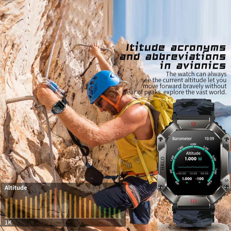 Montre connectée de sport LEMFO KR80 2,0 pouces BT5.1 IP67, prise en charge des appels Bluetooth / sommeil / oxygène sanguin / fréquence cardiaque / pression artérielle