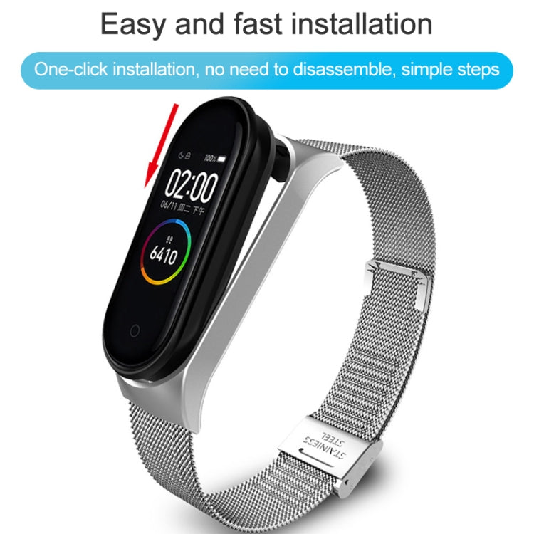Pour Xiaomi Mi Band 4 / 3 Bracelet de remplacement en métal milanais, Silver, Black, Rose Gold, Rose Pink