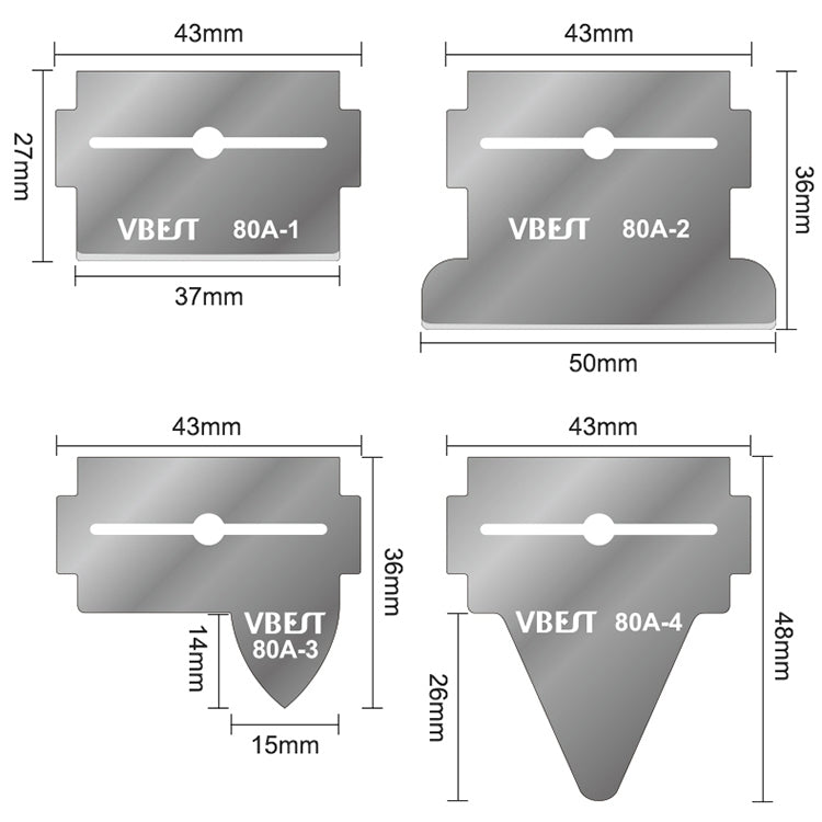 BEST VBST-80A 8 en 1 ensemble de grattoirs magnétiques polyvalents Double face en acier inoxydable pour enlever la colle