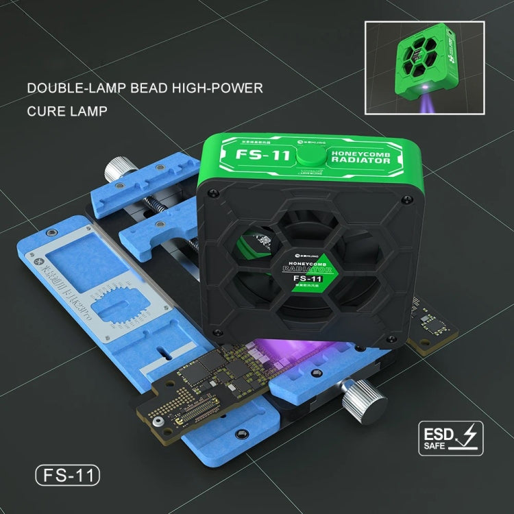 Mijing FS-11 refroidissement + durcissement UV + ventilateur rayonnant en nid d'abeille d'extraction de fumée