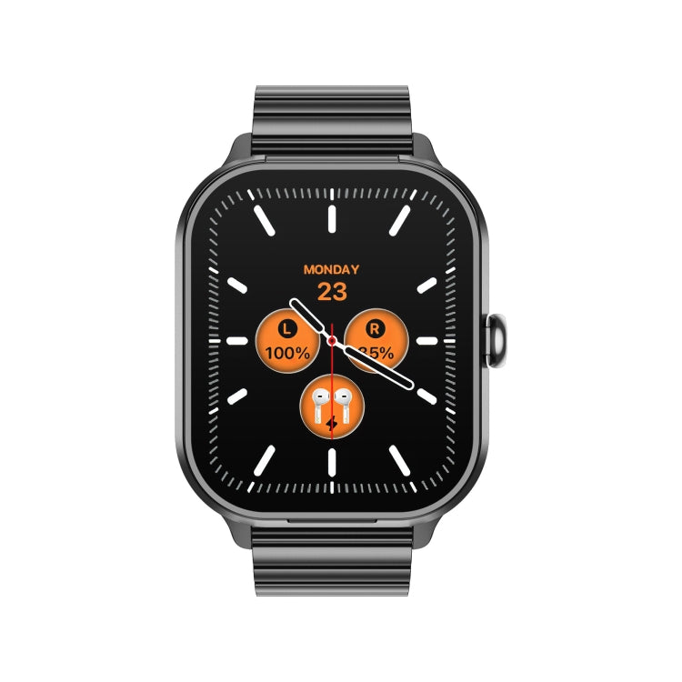 Montre connectée D8 Pro 2,01 pouces 2 en 1 avec écouteurs Bluetooth et bracelet en acier, prise en charge NFC avec coque
