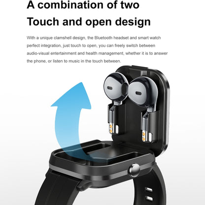 Montre connectée D8 Pro 2,01 pouces 2 en 1 avec écouteurs Bluetooth et bracelet en acier, prise en charge NFC avec coque