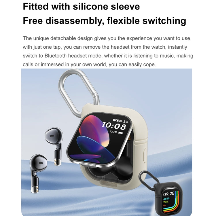 Montre connectée D8 Pro 2,01 pouces 2 en 1 avec écouteurs Bluetooth et bracelet en acier, prise en charge NFC avec coque