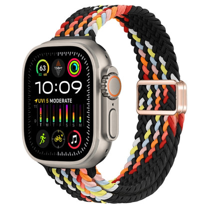 Bracelet de montre tressé en nylon avec boucle magnétique fine, For Apple Watch Ultra 2 49mm, For Apple Watch Series 9 45mm
