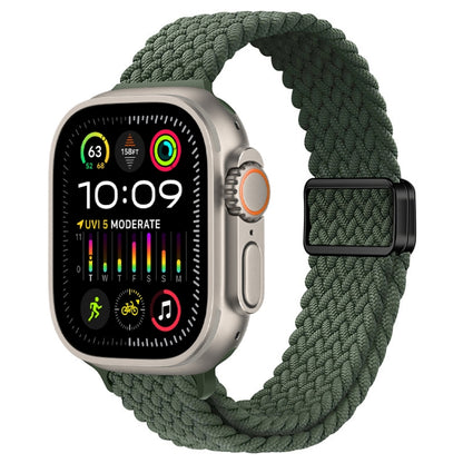 Bracelet de montre tressé en nylon avec boucle magnétique fine, For Apple Watch Ultra 2 49mm, For Apple Watch Series 9 45mm