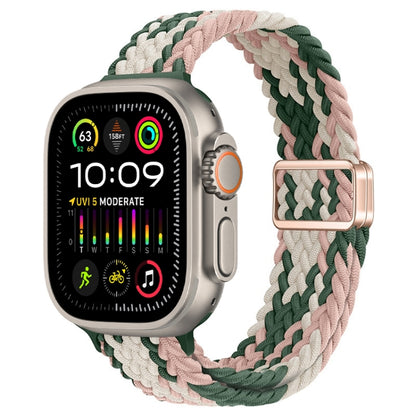 Bracelet de montre tressé en nylon avec boucle magnétique fine, For Apple Watch Ultra 2 49mm, For Apple Watch Series 9 45mm