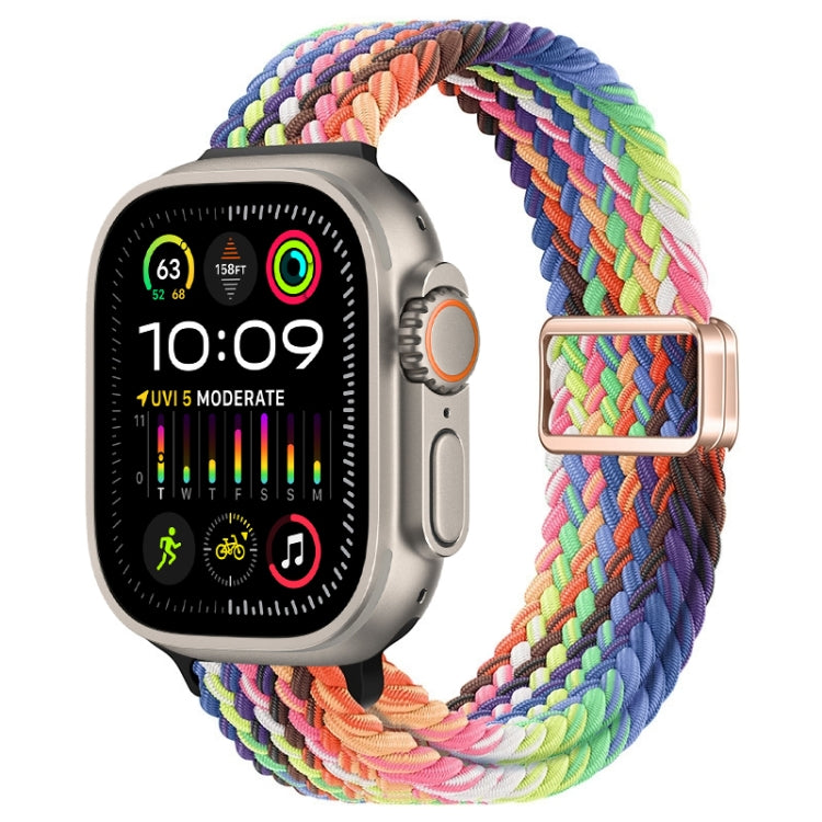 Bracelet de montre tressé en nylon avec boucle magnétique fine, For Apple Watch Ultra 2 49mm, For Apple Watch Series 9 45mm