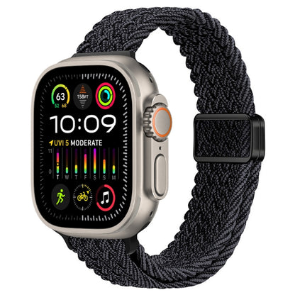 Bracelet de montre tressé en nylon avec boucle magnétique fine, For Apple Watch Ultra 2 49mm, For Apple Watch Series 9 45mm