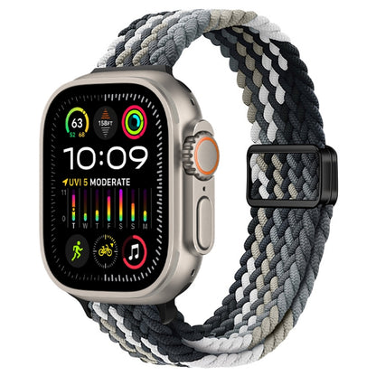 Bracelet de montre tressé en nylon avec boucle magnétique fine, For Apple Watch Ultra 2 49mm, For Apple Watch Series 9 45mm