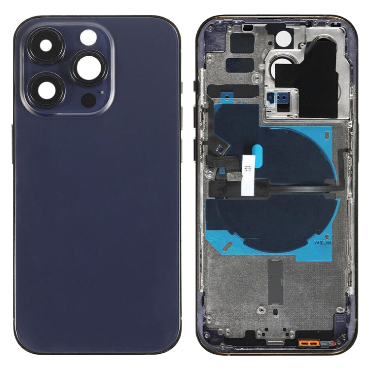 Pour iPhone 14 Pro Cache arrière de batterie avec câble flexible d'alimentation + volume + module de chargement sans fil