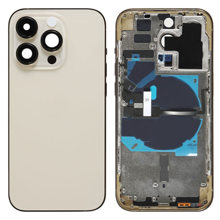 Pour iPhone 14 Pro Cache arrière de batterie avec câble flexible d'alimentation + volume + module de chargement sans fil