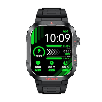 Montre connectée G45 avec écran de 2,01 pouces et bracelet en silicone, étanche à 10 m, prise en charge de la lampe de poche/appel Bluetooth/HRV