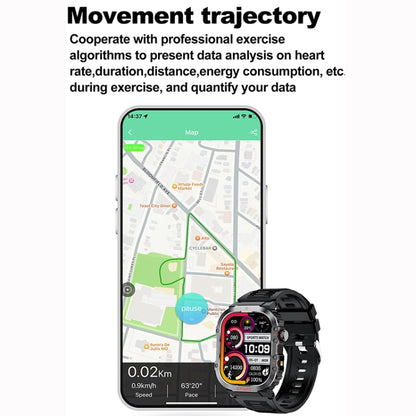 Montre connectée G45 avec écran de 2,01 pouces et bracelet en silicone, étanche à 10 m, prise en charge de la lampe de poche/appel Bluetooth/HRV