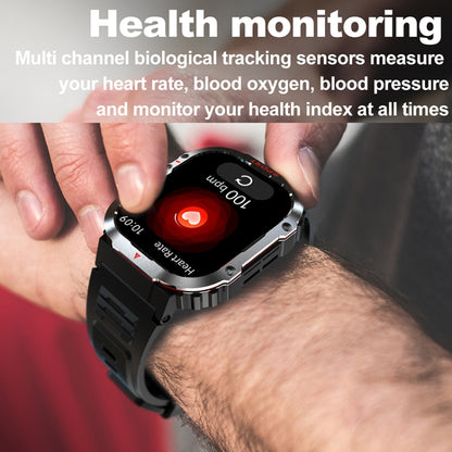 Montre connectée G45 avec écran de 2,01 pouces et bracelet en silicone, étanche à 10 m, prise en charge de la lampe de poche/appel Bluetooth/HRV