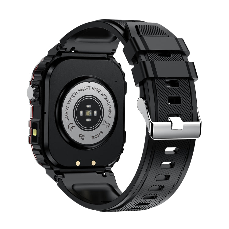 Montre connectée G45 avec écran de 2,01 pouces et bracelet en silicone, étanche à 10 m, prise en charge de la lampe de poche/appel Bluetooth/HRV