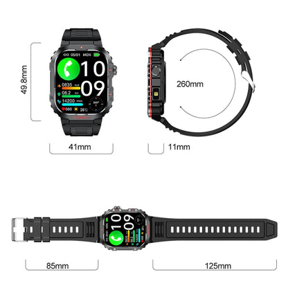 Montre connectée G45 avec écran de 2,01 pouces et bracelet en silicone, étanche à 10 m, prise en charge de la lampe de poche/appel Bluetooth/HRV