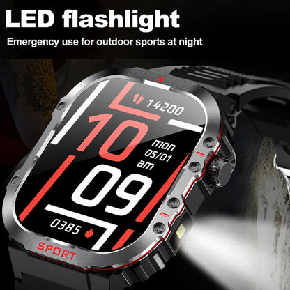Montre connectée G45 avec écran de 2,01 pouces et bracelet en silicone, étanche à 10 m, prise en charge de la lampe de poche/appel Bluetooth/HRV