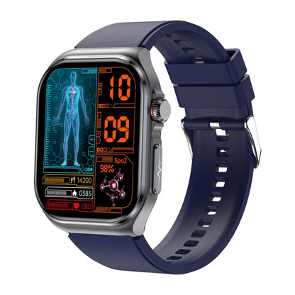Montre intelligente étanche IP68 avec bracelet en silicone de 2,04 pouces ET585, prise en charge de la mesure de la composition sanguine/ECG