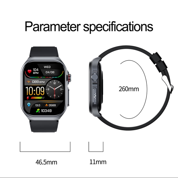 Montre intelligente étanche IP68 avec bracelet en silicone de 2,04 pouces ET585, prise en charge de la mesure de la composition sanguine/ECG