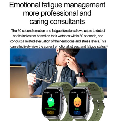 Montre intelligente étanche IP68 avec bracelet en silicone de 2,04 pouces ET585, prise en charge de la mesure de la composition sanguine/ECG