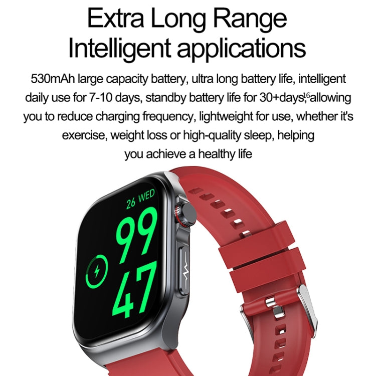 Montre intelligente étanche IP68 avec bracelet en silicone de 2,04 pouces ET585, prise en charge de la mesure de la composition sanguine/ECG