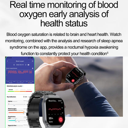 Montre intelligente étanche IP68 avec bracelet en silicone de 2,04 pouces ET585, prise en charge de la mesure de la composition sanguine/ECG
