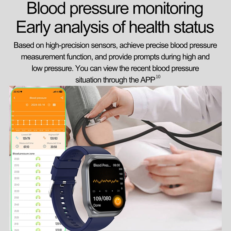 Montre intelligente étanche IP68 avec bracelet en silicone de 2,04 pouces ET585, prise en charge de la mesure de la composition sanguine/ECG