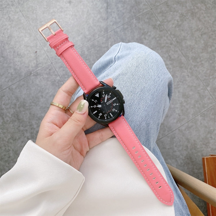 Bracelet de montre en cuir véritable avec boucle argentée, For Samsung Galaxy Watch3 45mm, For Samsung Galaxy Watch3 41mm