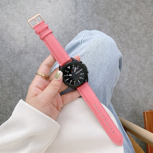 Bracelet de montre en cuir véritable avec boucle argentée, For Samsung Galaxy Watch3 45mm, For Samsung Galaxy Watch3 41mm