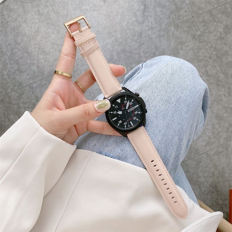Bracelet de montre en cuir véritable avec boucle argentée, For Samsung Galaxy Watch3 45mm, For Samsung Galaxy Watch3 41mm