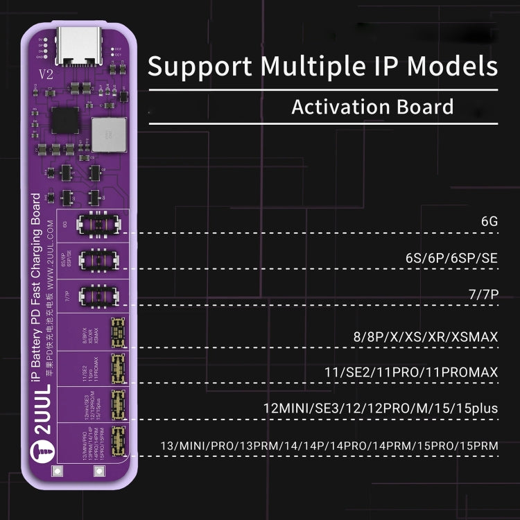 Carte d'activation de batterie sans démontage à charge rapide 2UUL BT01 PD pour iPhone 6 à 15 Pro Max