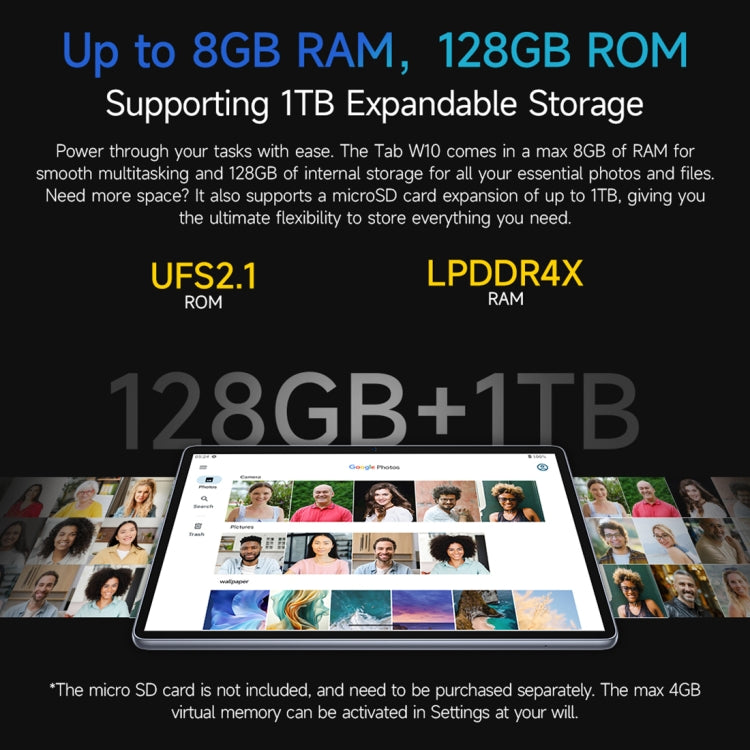 Tablette PC WiFi Ulefone Tab W10, 10,1 pouces Android 14 Unisoc T606 Octa Core, prise UE, Tab W10