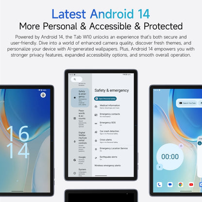 Tablette PC WiFi Ulefone Tab W10, 10,1 pouces Android 14 Unisoc T606 Octa Core, prise UE, Tab W10