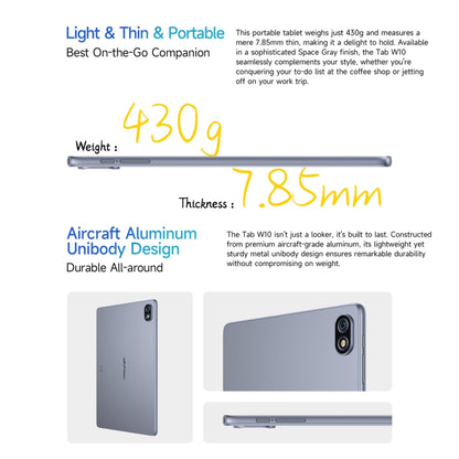 Tablette PC WiFi Ulefone Tab W10, 10,1 pouces Android 14 Unisoc T606 Octa Core, prise UE, Tab W10