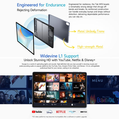 Tablette PC WiFi Ulefone Tab W10, 10,1 pouces Android 14 Unisoc T606 Octa Core, prise UE, Tab W10