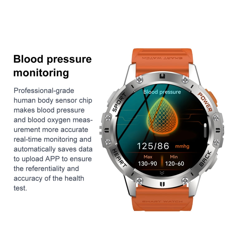 Montre intelligente d'appel Bluetooth LEMFO K65 de 1,43 pouces, prise en charge de la fréquence cardiaque / de l'oxygène dans le sang