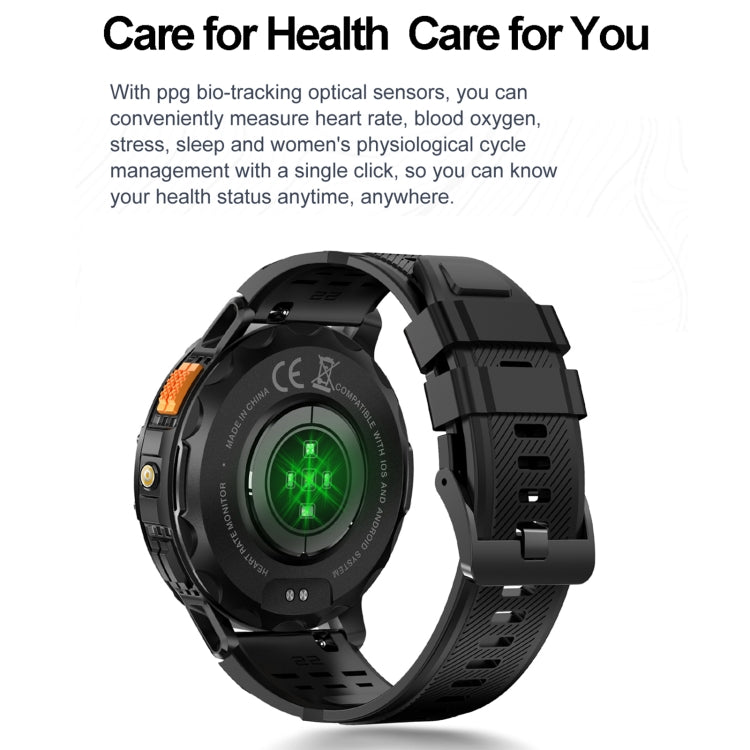 Montre intelligente d'appel Bluetooth LEMFO K65 de 1,43 pouces, prise en charge de la fréquence cardiaque / de l'oxygène dans le sang